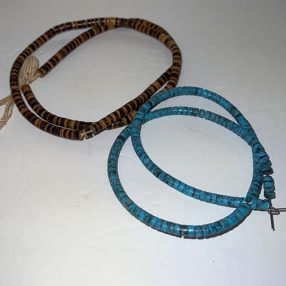 Faux Turquoise & Wooden Beads 2 Strands - Picture 5 of 5